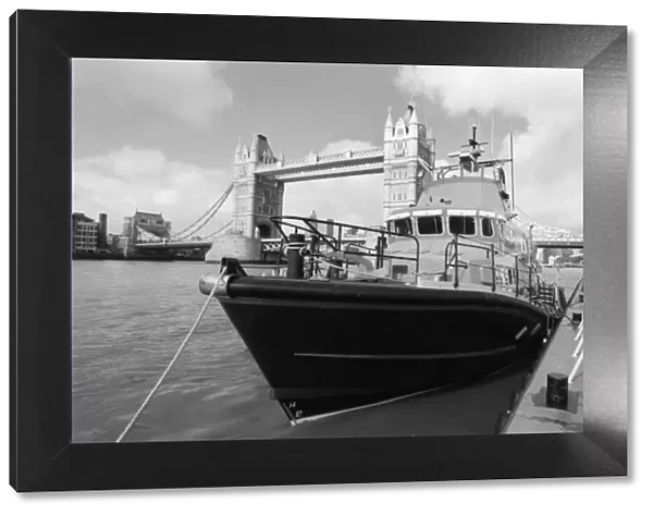 Lifeboat at Tower Bridge on the River Thames, London, 1999