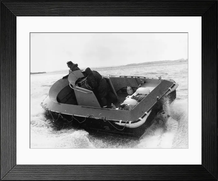 Framed Print : The prototype of an experimental rescue craft with which the RNLI will be carrying out Framed Print : The prototype of an experimental rescue craft with which the RNLI will be carrying out