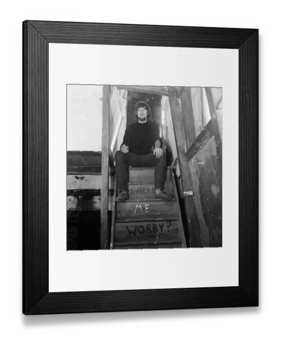 Framed Print : A group of young beachniks'living on a barge in Shoreham-by-Sea