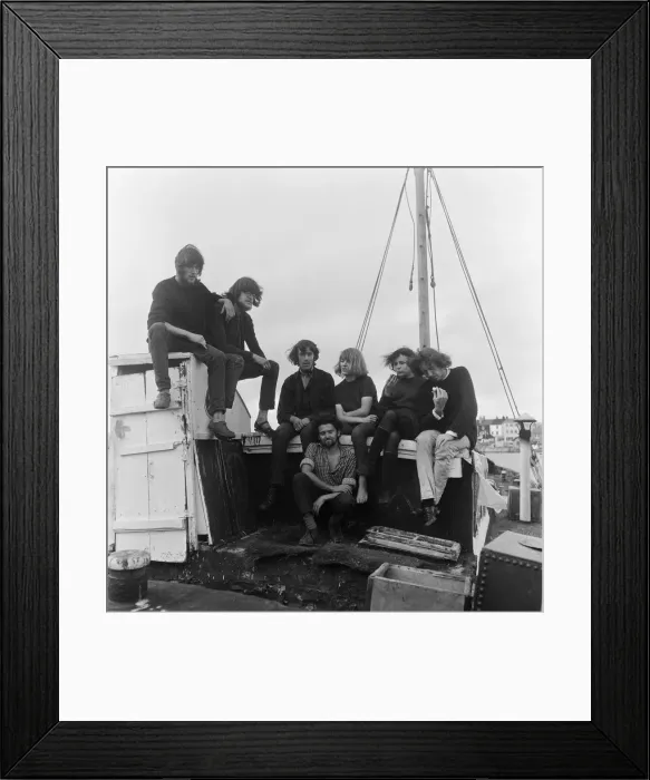 Framed Print : A group of young beachniks'living on a barge in Shoreham-by-Sea