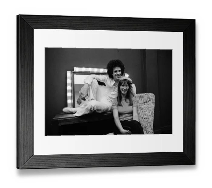 Framed Print : Singer Leo Sayer and his wife Jan backstage at the Greek Theatre, Los Angeles, California