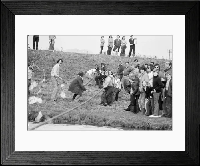 Framed Print : Tug of War Competition across the River Great Ouse aka Old West River in Stretham Framed Print : Tug of War Competition across the River Great Ouse aka Old West River in Stretham