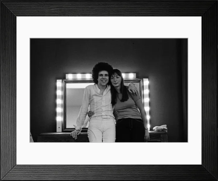 Framed Print : Singer Leo Sayer and his wife Jan backstage at the Greek Theatre, Los Angeles, California
