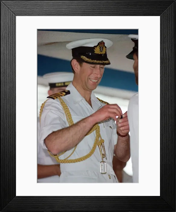 Framed Print : Prince Charles visiting his old ship HMS Hermione, in Dubai Framed Print : Prince Charles visiting his old ship HMS Hermione, in Dubai