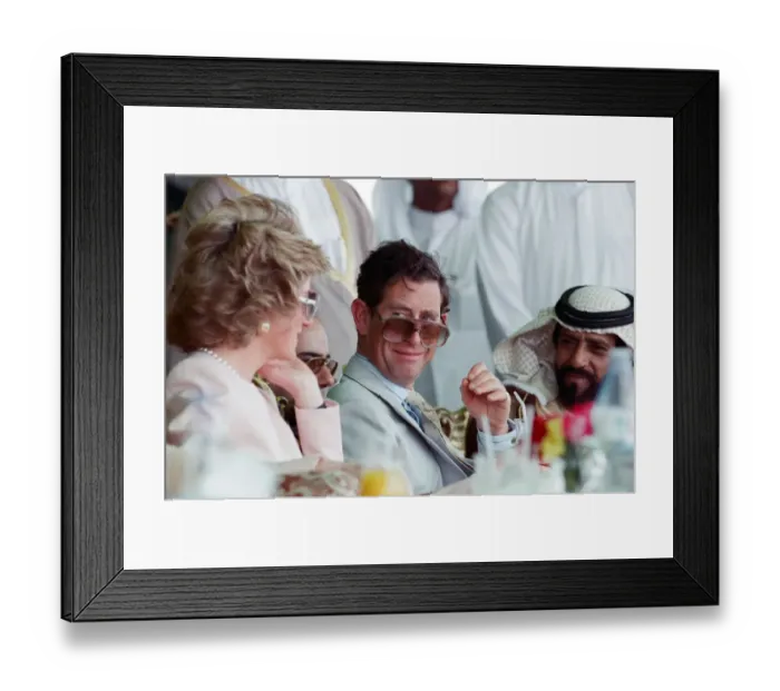 Framed Print : Prince Charles and Princess Diana visit a camel race at Al Maqam Framed Print : Prince Charles and Princess Diana visit a camel race at Al Maqam