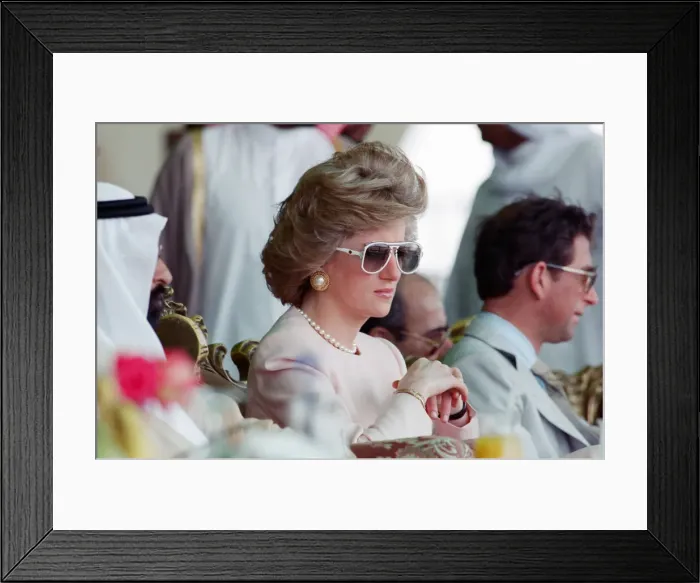 Framed Print : Prince Charles and Princess Diana visit a camel race at Al Maqam Framed Print : Prince Charles and Princess Diana visit a camel race at Al Maqam