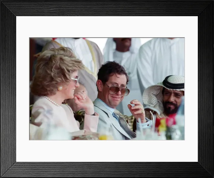Framed Print : Prince Charles and Princess Diana visit a camel race at Al Maqam Framed Print : Prince Charles and Princess Diana visit a camel race at Al Maqam
