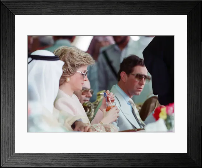 Framed Print : Prince Charles and Princess Diana visit a camel race at Al Maqam Framed Print : Prince Charles and Princess Diana visit a camel race at Al Maqam