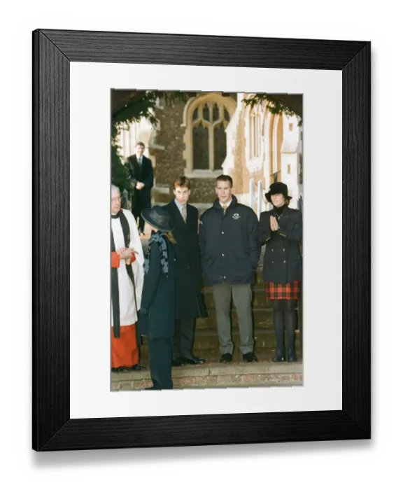 Framed Print : The Royal family attend the Christmas Day service at St Mary Magdalene Church