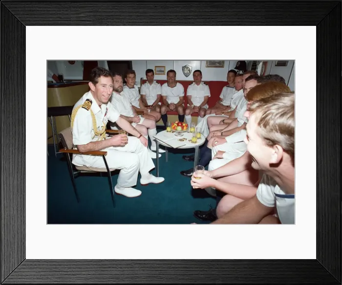 Framed Print : Prince Charles visiting his old ship HMS Hermione, in Dubai Framed Print : Prince Charles visiting his old ship HMS Hermione, in Dubai