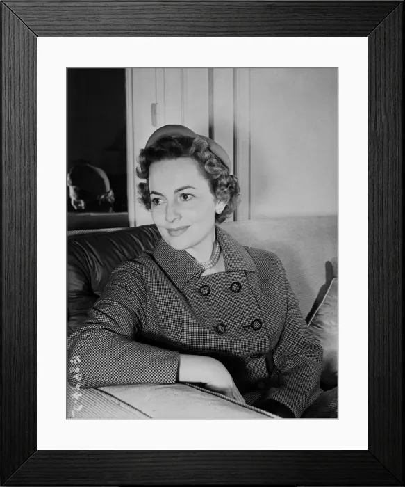 Framed Print : Olivia de Havilland, British American actress, arrived in the UK today to begin filming a