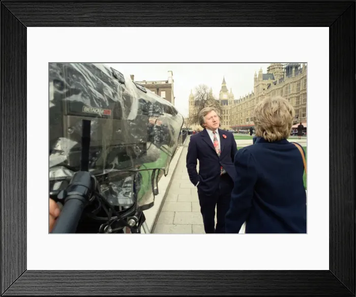 Framed Print : David Dimbleby, journalist and television presenter pictured during some outdoor filming