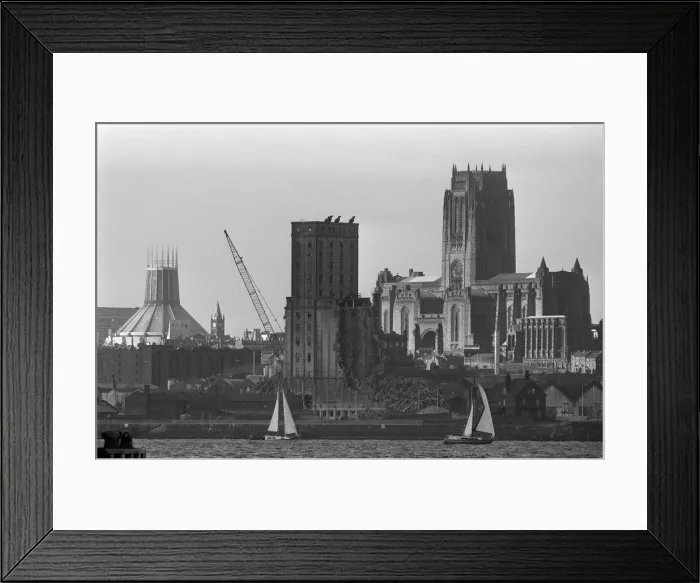 Framed Print : Views of Liverpool Anglican Cathedral and the Grain Silo, currently being demolished Framed Print : Views of Liverpool Anglican Cathedral and the Grain Silo, currently being demolished