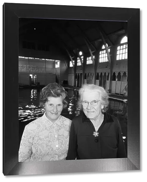 Receptionists at St Andrews Brine Baths in Droitwich, Miss Evelyn Priddy (left