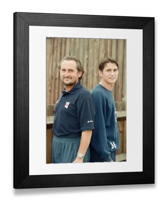 Framed Print : West Ham assistant manager Frank Lampard with his footballer son, also Frank Lampard