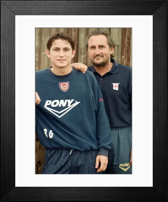 Framed Print : West Ham assistant manager Frank Lampard with his footballer son, also Frank Lampard