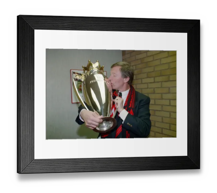 Framed Print : Sir Alex Ferguson with the Barclays Premiership Trophy - 1993