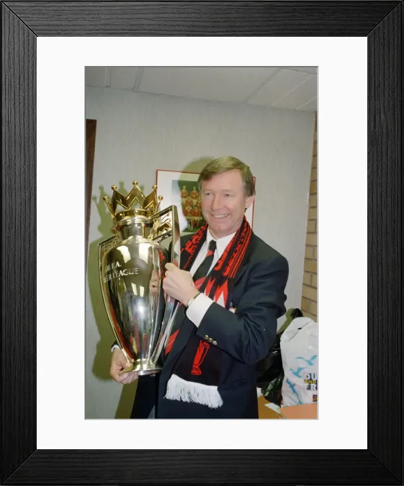 Framed Print : Sir Alex Ferguson with the Barclays Premiership Trophy - 1993 Framed Print : Sir Alex Ferguson with the Barclays Premiership Trophy - 1993