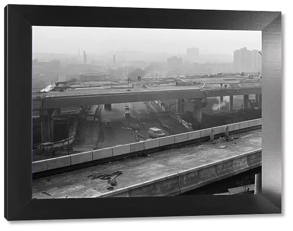 The M6 interchange at Gravelly Hill under construction, also known as Spaghetti Junction