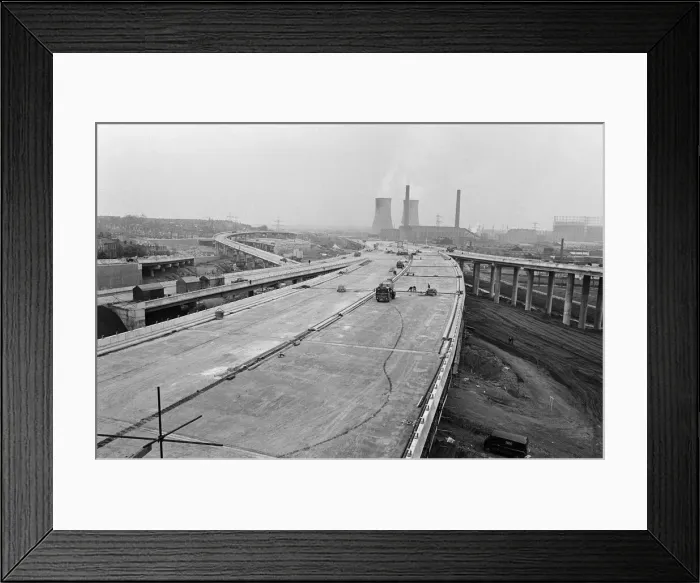 Framed Print : Pictured, workmen put last minute touches to a section of the M6 Gravelly Hill