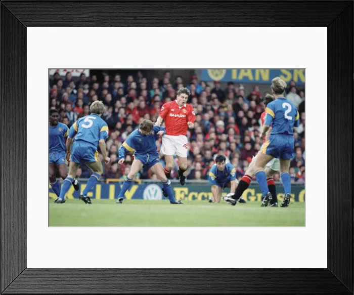 Framed Print : English Premier League Match at Old Trafford. Manchester United 0 v Wimbledon 1 Framed Print : English Premier League Match at Old Trafford. Manchester United 0 v Wimbledon 1