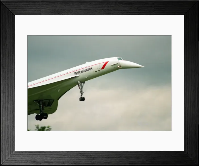 Framed Print : British Airways Concorde G-BOAF seen here on final approach to Newcastle Airport 24th Framed Print : British Airways Concorde G-BOAF seen here on final approach to Newcastle Airport 24th