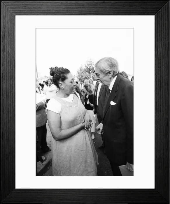 Framed Print : Lord Scarman returns to Brixton, London, Monday 6th October 1986