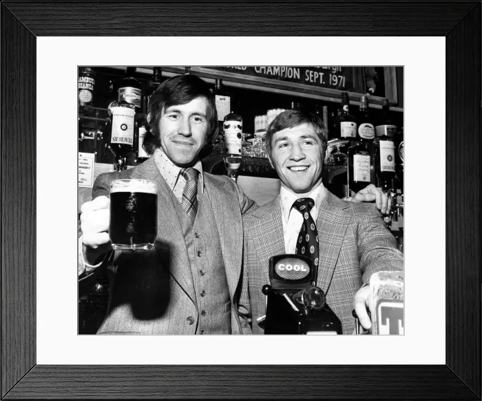 Framed Print : Boxer Ken Buchanan behind bar with John Greig 1972 Framed Print : Boxer Ken Buchanan behind bar with John Greig 1972