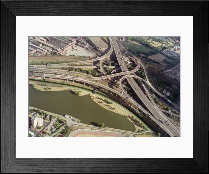 Framed Print : Motorway traffic from the BRMB plane. Gravelly Hill Interchange Framed Print : Motorway traffic from the BRMB plane. Gravelly Hill Interchange