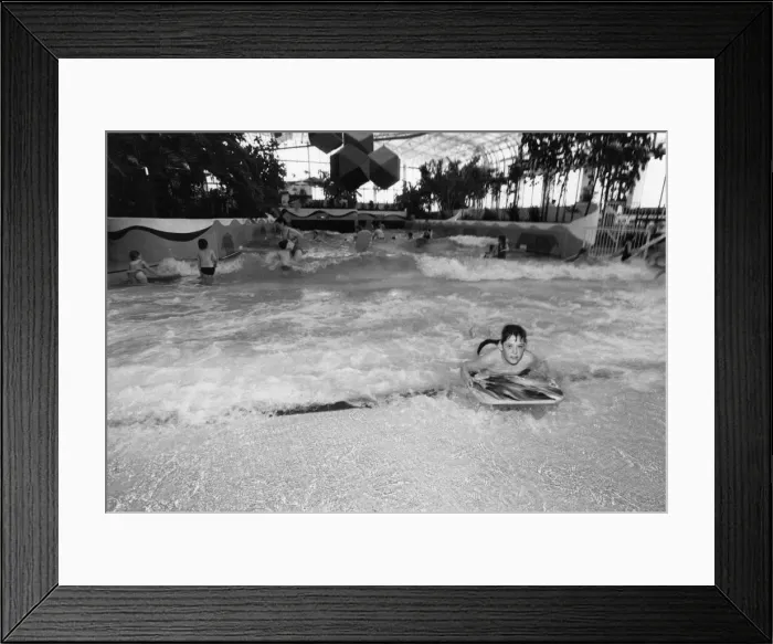 Framed Print : The Suncentre, Rhyl, Europes first indoor surfing pool, attracting thousands of families