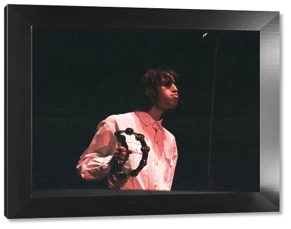 Oasis in concert at Knebworth, Hertfordshire. Liam Gallagher. 11th August 1996