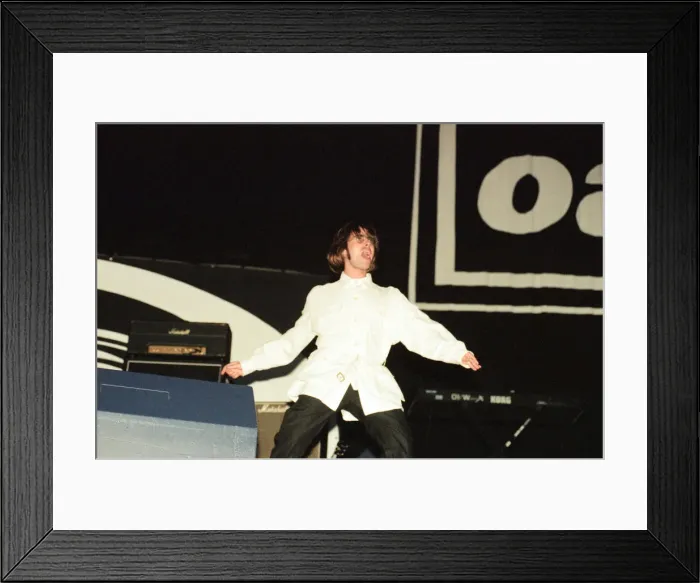 Framed Print : Oasis in concert at Knebworth, Hertfordshire. Liam Gallagher. 11th August 1996 Framed Print : Oasis in concert at Knebworth, Hertfordshire. Liam Gallagher. 11th August 1996