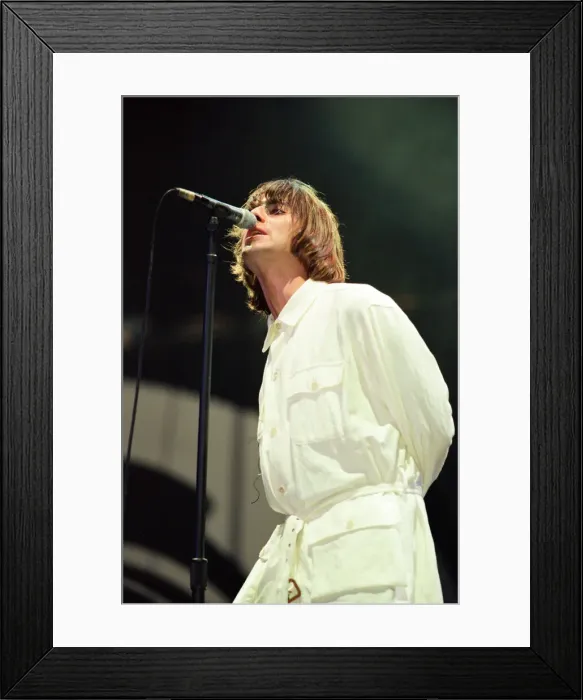 Framed Print : Oasis in concert at Knebworth, Hertfordshire. Liam Gallagher. 11th August 1996 Framed Print : Oasis in concert at Knebworth, Hertfordshire. Liam Gallagher. 11th August 1996