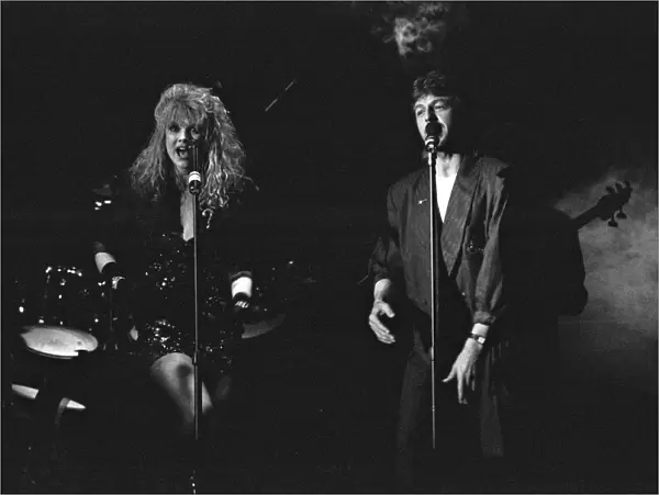 Bobby G and Shelly Preston of Bucks Fizz seen here performing on stage at Leas Cliff