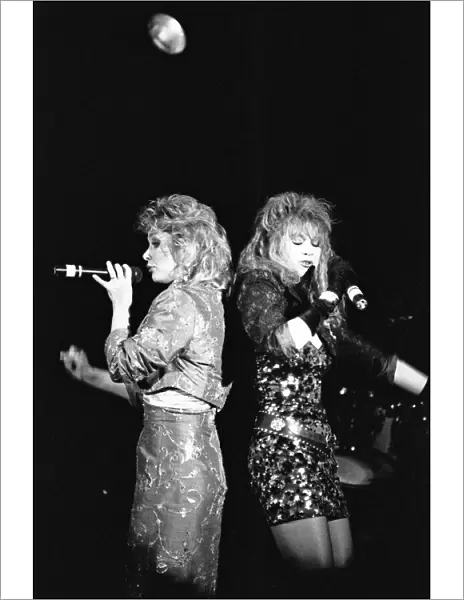 Cheryl Baker and Shelly Preston of Bucks Fizz seen here performing on stage at Leas Cliff