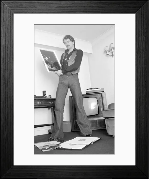 Framed Print : Frank Worthington Leicester and England footballer seen here at his Leicester flat Framed Print : Frank Worthington Leicester and England footballer seen here at his Leicester flat