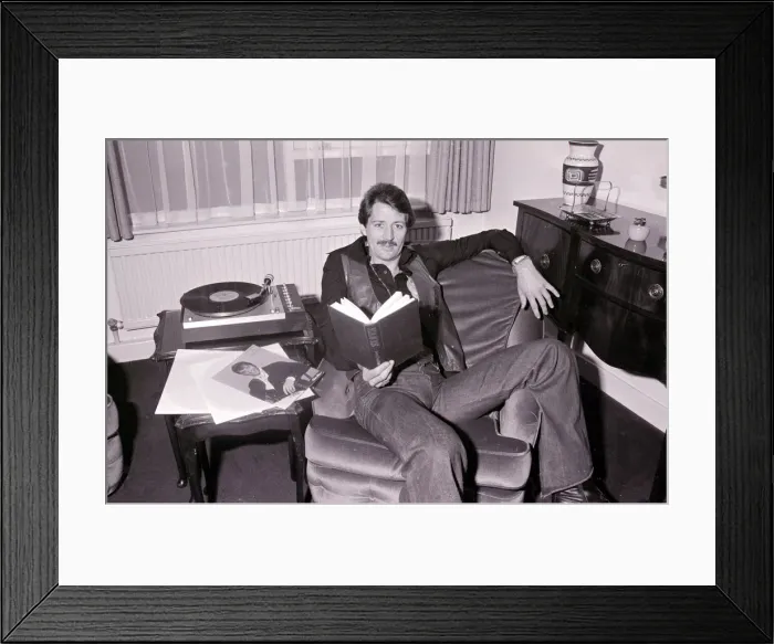Framed Print : Frank Worthington Leicester and England footballer seen here at his Leicester flat Framed Print : Frank Worthington Leicester and England footballer seen here at his Leicester flat