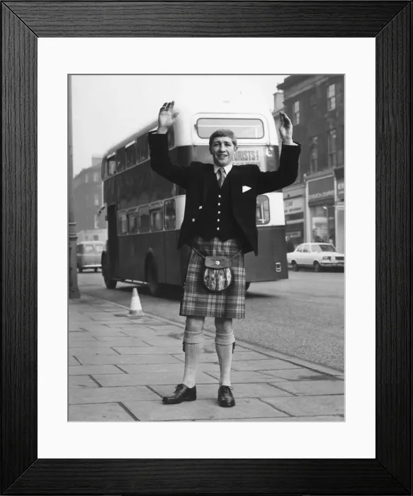Framed Print : World Lightweight Champion Ken Buchanan seen here modelling a kilt prior to his trip to Framed Print : World Lightweight Champion Ken Buchanan seen here modelling a kilt prior to his trip to