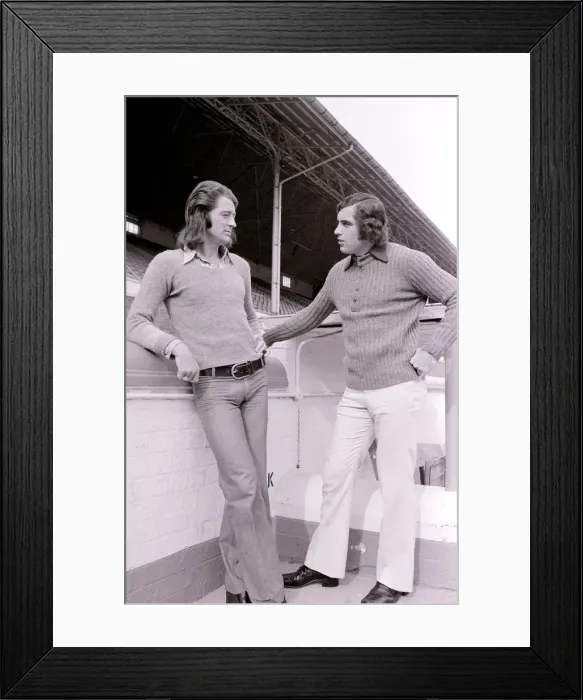 Framed Print : Frank Worthington Leicester and England footballer seen here with his team mate Peter Framed Print : Frank Worthington Leicester and England footballer seen here with his team mate Peter