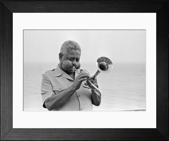 Framed Print : Dizzy Gillespie seen here on the roof of the Leas Cliff Hall, Folkestone Framed Print : Dizzy Gillespie seen here on the roof of the Leas Cliff Hall, Folkestone
