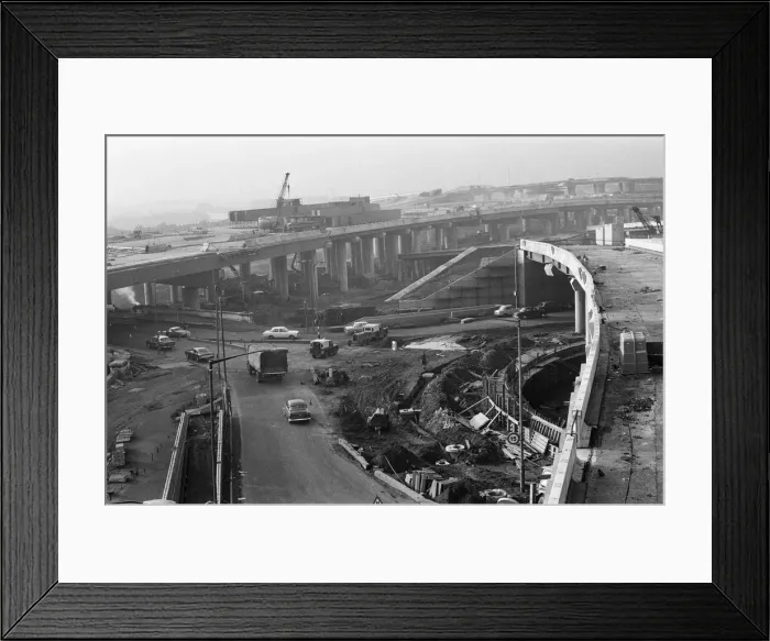 Framed Print : The M6 interchange at Gravelly Hill under construction, also known as Spaghetti Junction Framed Print : The M6 interchange at Gravelly Hill under construction, also known as Spaghetti Junction
