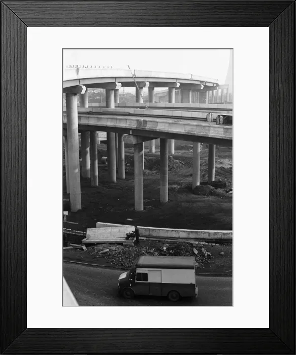 Framed Print : The M6 interchange at Gravelly Hill under construction, also known as Spaghetti Junction