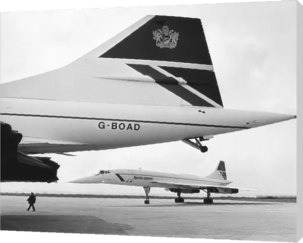 Two British Airways Concorde aircraft seen here at Liverpool Speke Airport
