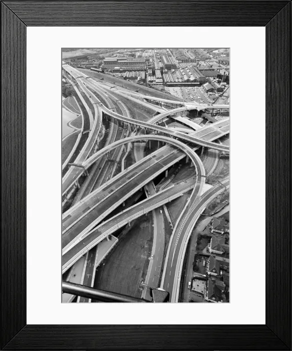 Framed Print : Aerial view of Spaghetti Junction. When it opens it will be the most complex highway Framed Print : Aerial view of Spaghetti Junction. When it opens it will be the most complex highway