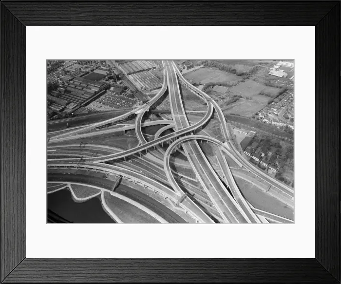 Framed Print : Aerial view of Spaghetti Junction. When it opens it will be the most complex highway Framed Print : Aerial view of Spaghetti Junction. When it opens it will be the most complex highway