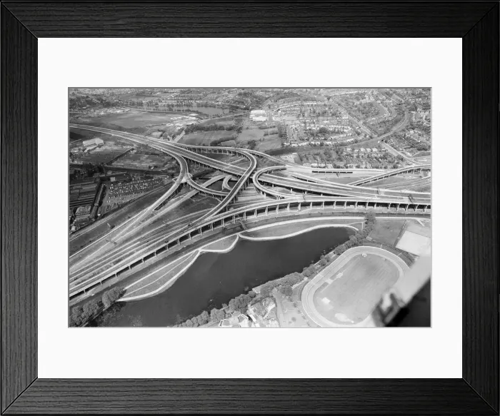 Framed Print : Aerial view of Spaghetti Junction. When it opens it will be the most complex highway Framed Print : Aerial view of Spaghetti Junction. When it opens it will be the most complex highway
