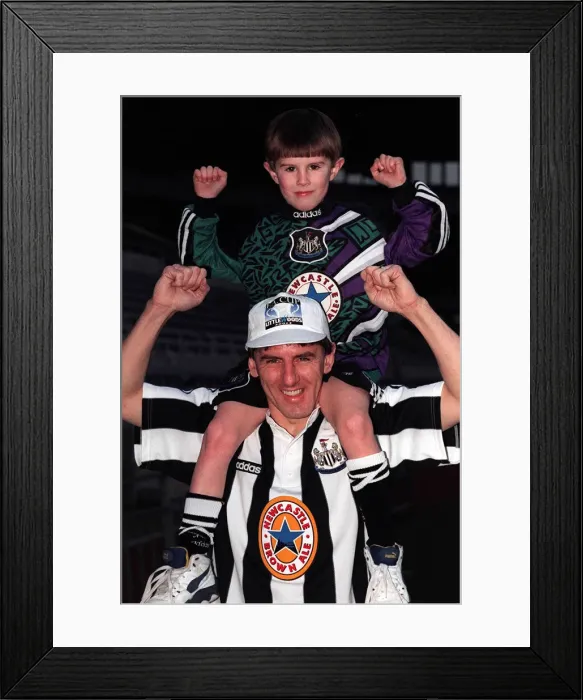 Framed Print : Peter Beardsley Newcastle United football player with son Andrew Framed Print : Peter Beardsley Newcastle United football player with son Andrew