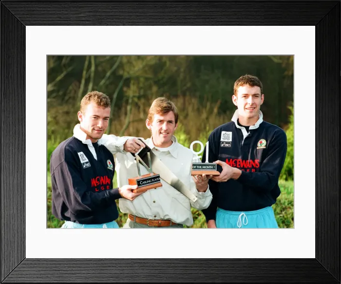 Framed Print : Kenny Dalglish, Manager of Blackburn Rovers, presents his two strikers Alan Shearer Framed Print : Kenny Dalglish, Manager of Blackburn Rovers, presents his two strikers Alan Shearer