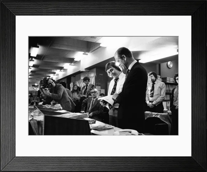 Framed Print : Prince Philip, Duke of Edinburgh, visiting the offices of the Daily Mirror Newspaper in Framed Print : Prince Philip, Duke of Edinburgh, visiting the offices of the Daily Mirror Newspaper in