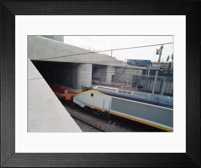 Framed Print : The first Eurostar test train hauled through the Channel Tunnel from France to Britain Framed Print : The first Eurostar test train hauled through the Channel Tunnel from France to Britain